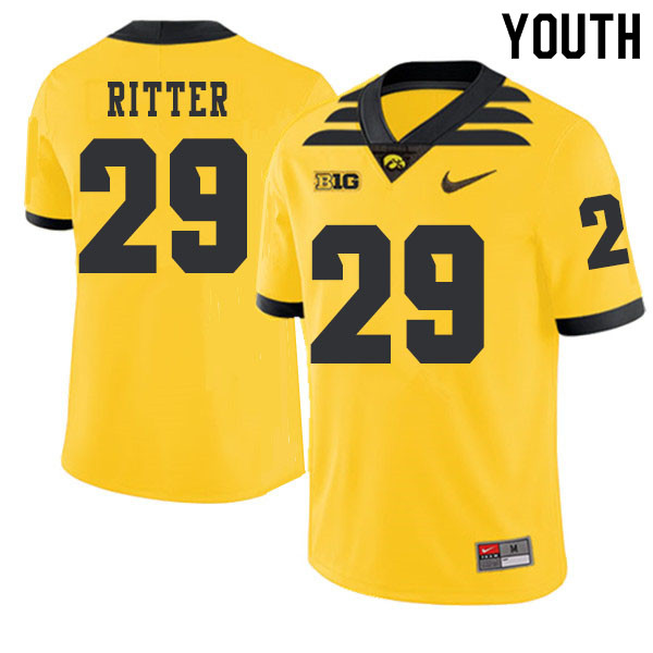 2019 Youth #29 Jackson Ritter Iowa Hawkeyes College Football Alternate Jerseys Sale-Gold